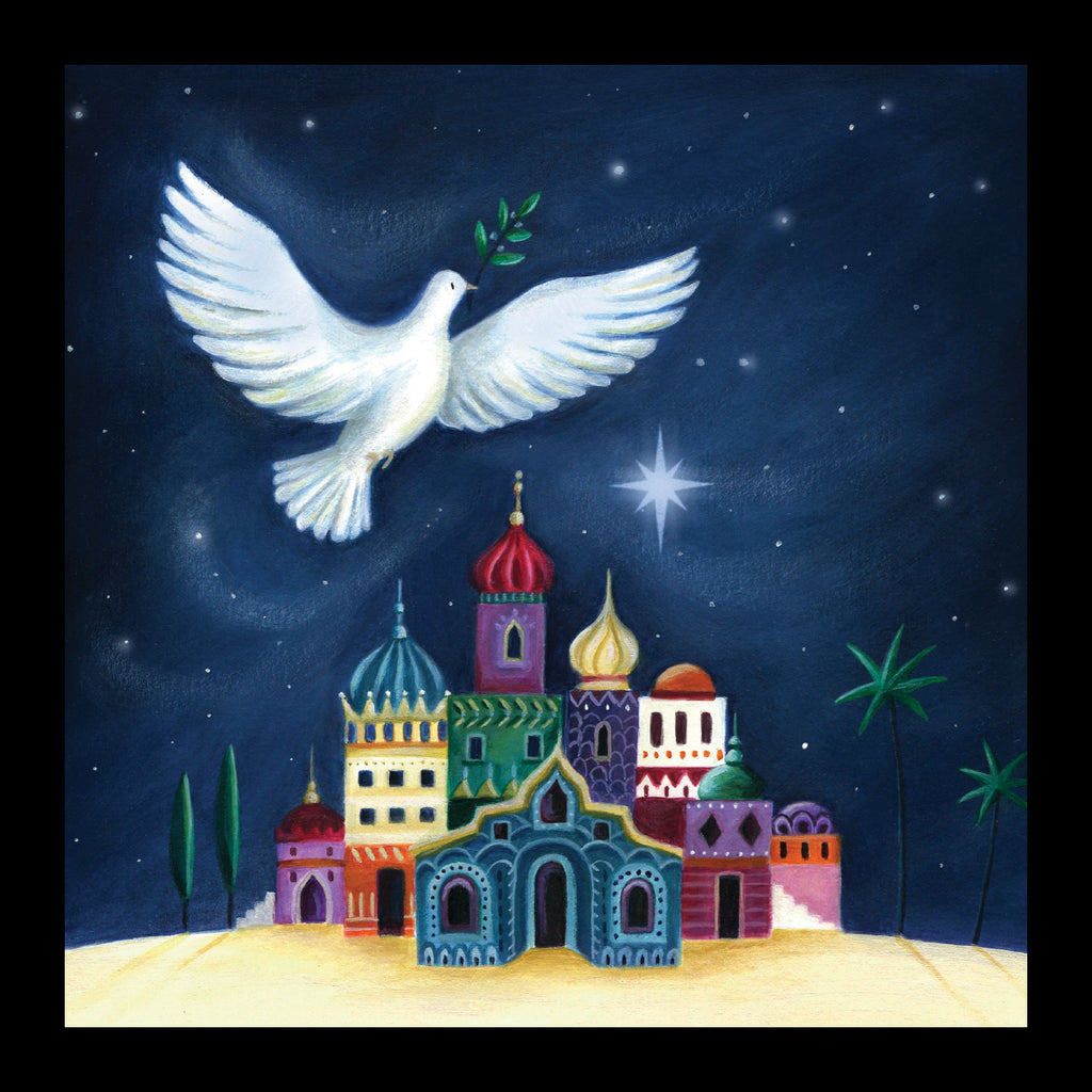 <p style="color:gold">Christmas Dove<br><p style="color:grey"> - Pack of 5 cards - <br>Ref: kf14c