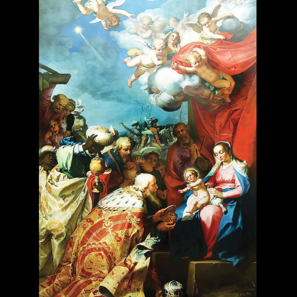 <p style="color:gold">Adoration of the Kings<br><p style="color:grey"> - Pack of 5 cards - <br>Ref: kf17e