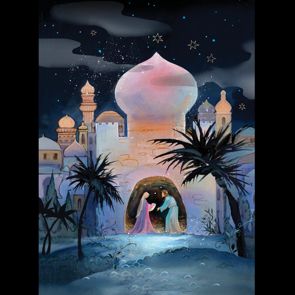 <p style="color:gold">Bethlehem Evening<br><p style="color:grey"> - Pack of 5 cards - <br>Ref: kf30e