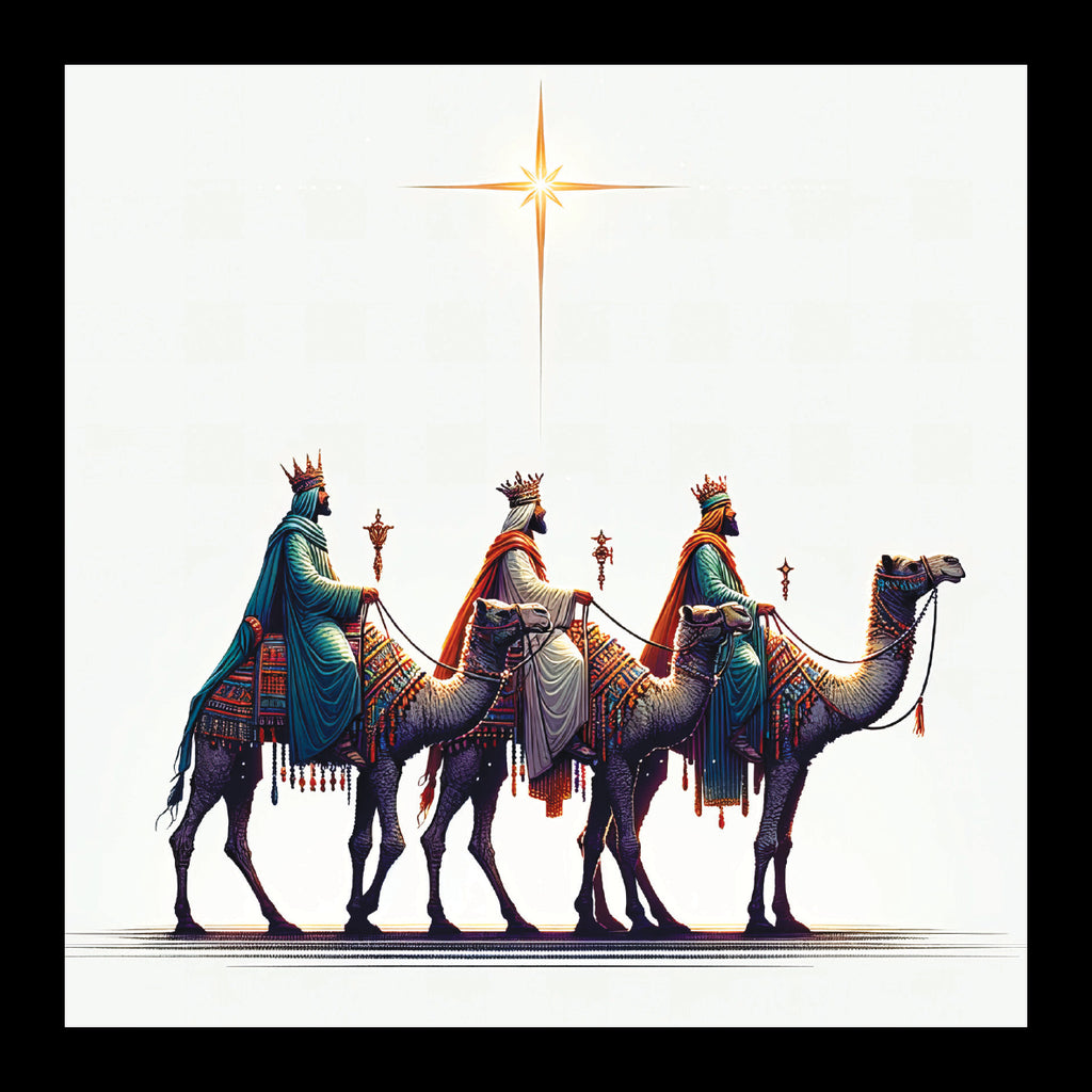 <p style="color:gold">Three Kings, One Star<br><p style="color:grey"> - Pack of 5 cards - <br>Ref: kj04c