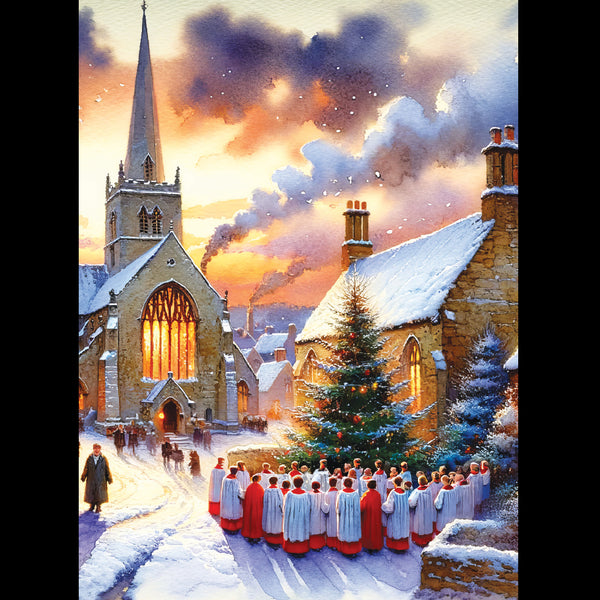 <p style="color:gold">Carols by the Tree<br><p style="color:grey"> - Pack of 5 cards - <br>Ref: kj14e