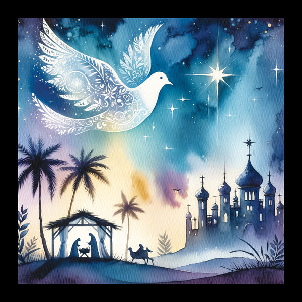 <p style="color:gold">Dove over the Manger<br><p style="color:grey"> - Pack of 5 cards - <br>Ref: kj22c