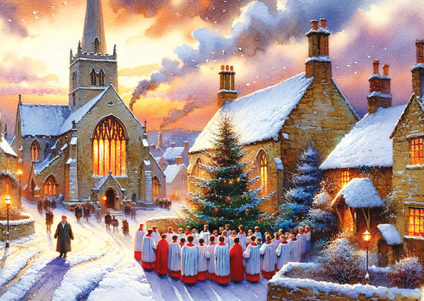 <p style="color:gold">Carols in the Snow<br><p style="color:grey"> - Pack of 5 cards - <br>Ref: kj84b